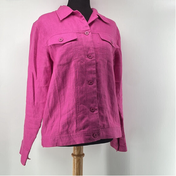 Relativity Barbie pink linen jacket light weight vacation coastal  sz sm - Picture 6 of 10